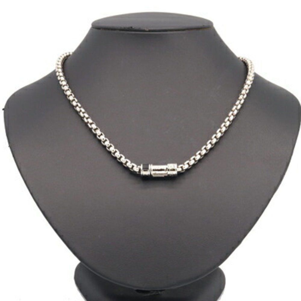 LOUIS VUITTON Necklace Monogram Eclipse Collier Chain M62588 Pendant Choker LV M - Picture 5 of 5